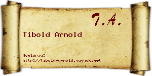 Tibold Arnold névjegykártya